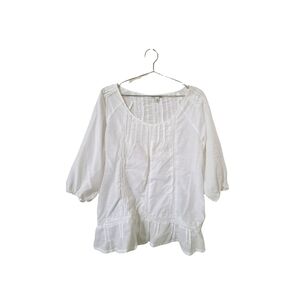 Banana Republic White tunic top cotton&lace women's size large